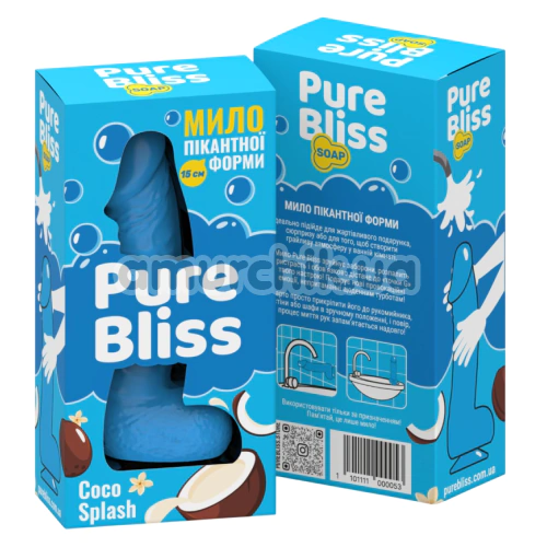 Мило у вигляді пеніса з присоскою Pure Bliss Small Coco Splash - кокос, блакитне