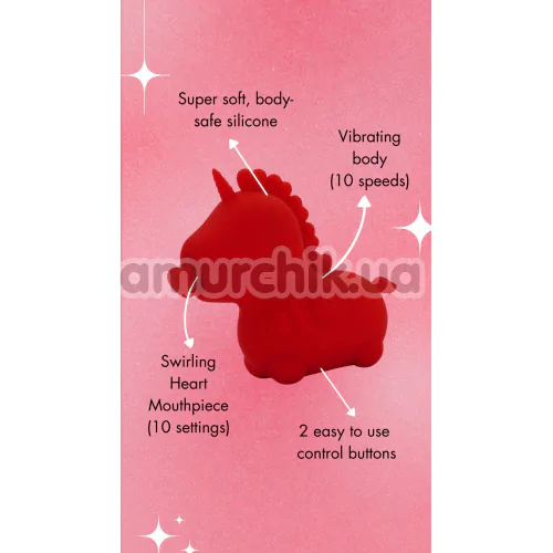 Вібратор Unihorn Cupid's Beau, червоний