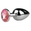 Анальная пробка с розовым кристаллом Loveshop Seamless Butt Plug L, серебряная - Фото №1