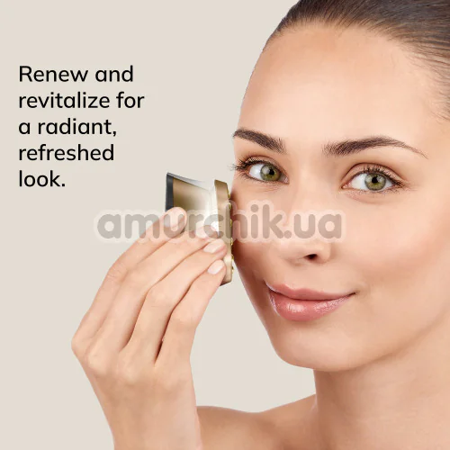 Мікрострумовий LED-випромінювач для відновлення шкіри обличчя Geske Anti-Aging Skin Renewer Metallic 9 in 1, сіро-золотий