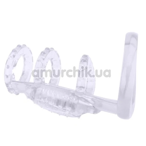 Насадка на пеніс з вібрацією Get Lock Vibrating Cock Cage, прозора