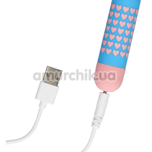 Кліторальний вібратор Shots S-Line Sweet Vibrating Pussy Bullets Heart To Get, блакитний