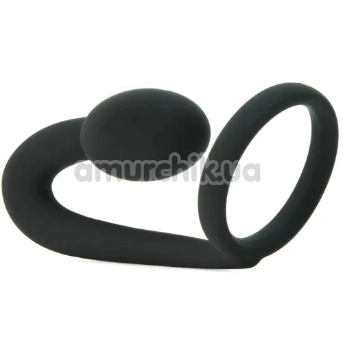 Стимулятор простаты с эрекционным кольцом Master Series Prostatic Play Silicone Cock Ring and Prostate Plug, черный