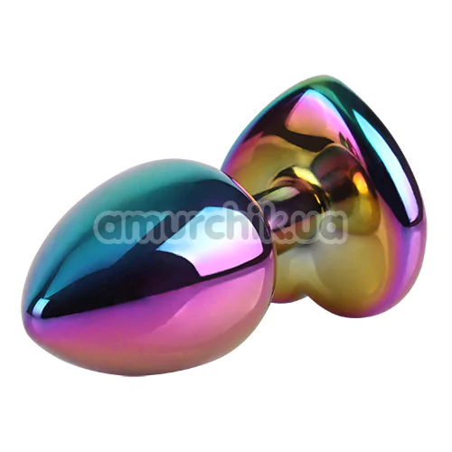 Анальна пробка з райдужним кристалом Matrix Mont Rainbow Heart Butt Plug S, мультикольорова