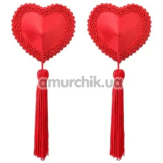 Прикраси для сосків у вигляді сердечок з китицями Lovetoy Nipple Pastie, червоні - Фото №1