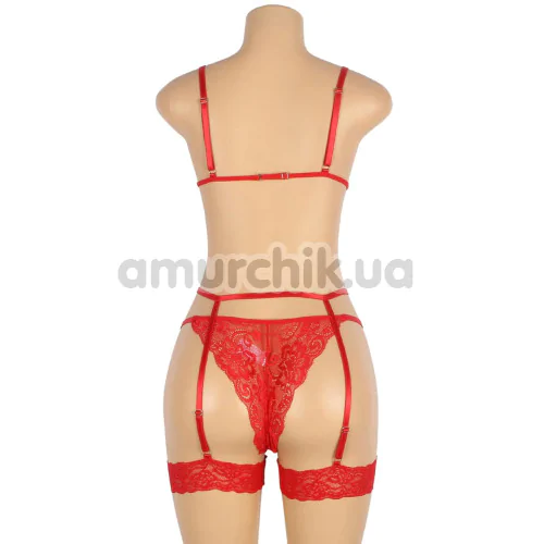 Комплект Star Night Bra Garter Belt, червоний: бюстгальтер + трусики з гартерами