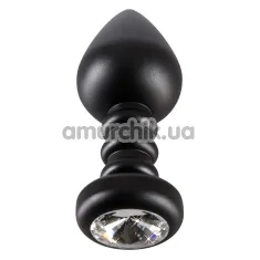 Анальная пробка с прозрачным кристаллом Heavy Diamond Large, черная - Фото №1