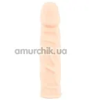 Вібронасадка на пеніс Silicone Extension Vibrating, тілесна - Фото №1