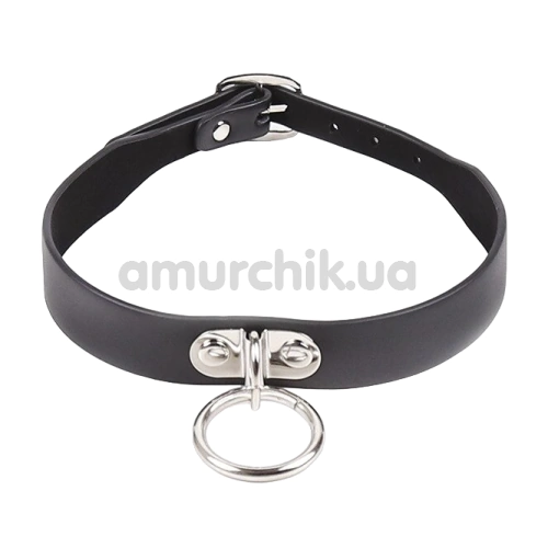Ошейник DS Fetish Collar With Ring & Without Line, черный - Фото №1