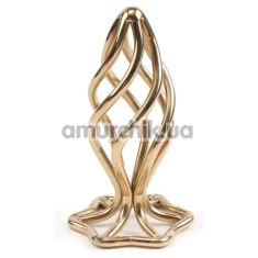 Анальна пробка Lockink Sevanda Hollow Spiral Anal Plug М, золота - Фото №1