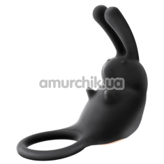 Віброкільце для члена S Pleasures Premium Big Bunny Ring, чорне - Фото №1
