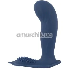 Вібростимулятор простати Vibrating Butt Plug With Nubs, синій - Фото №1
