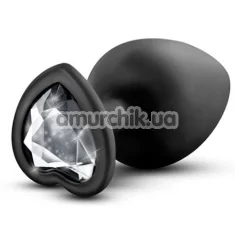 Анальна пробка з прозорим кристалом Temptasia Bling Plug Large, чорна - Фото №1