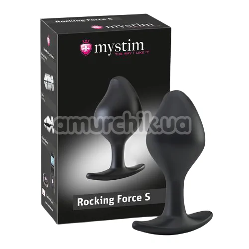 Анальная пробка с электростимуляцией Mystim Rocking Force S, чёрная