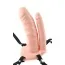 Подвійний страпон 6 Inch Double Penetrator Hollow Strap - On, тілесний - Фото №3