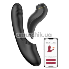 Вібратор з вакуумним стимулятором з поштовхами та підігрівом BeYourLover Fatima, чорний - Фото №1