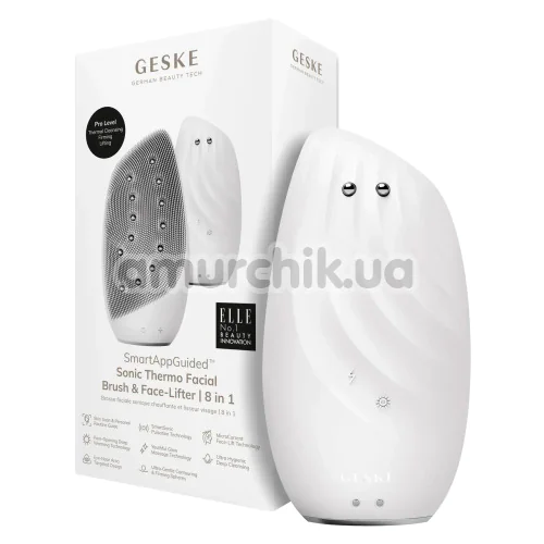 Щетка для лица Geske Sonic Thermo Facial Brush & Face-Lifter 8 in 1, белая