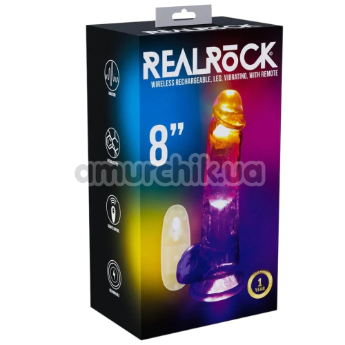 Вібратор з підсвіткою Realrock 8, прозорий