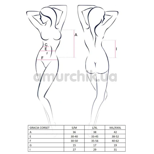 Комплект Passion Gracia Corset, чорний: корсет + трусики-стрінги