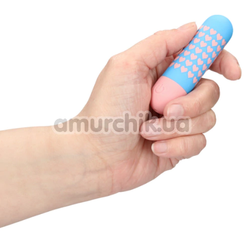 Кліторальний вібратор Shots S-Line Sweet Vibrating Pussy Bullets Heart To Get, блакитний