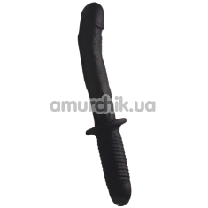 Анальний вібратор Ass Thumpers The Large Realistic 10X Silicone Vibrator With Handle, чорний - Фото №1