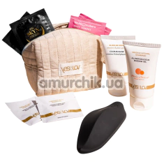 Набор интимных средств YESforLOV Ma Trousse A Delices + клиторальный вибратор YESforLOV Lovtouch в бежевой косметичке - Фото №1