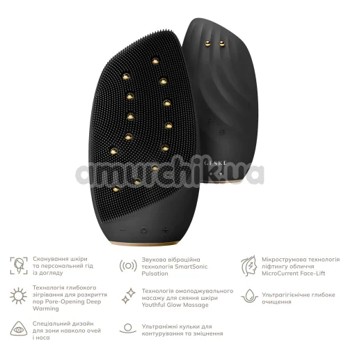 Щетка для лица Geske Sonic Thermo Facial Brush & Face-Lifter 8 in 1, серая