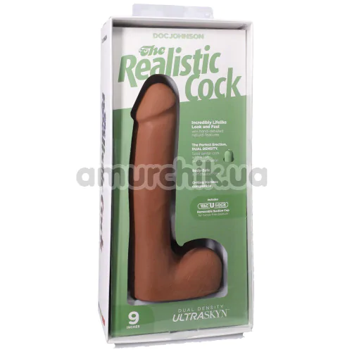 Фаллоимитатор Doc Johnson The Realistic Cock With Balls 9, светло-коричневый