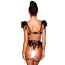 Комплект Star Night Sensual Feather & Chains, черный: бюстгальтер + трусики-стринги + пояс для чулок + гартеры - Фото №11