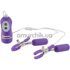 Зажимы для сосков с вибрацией Fetish Fantasy Series 10-Function Vibrating Nipple Clamps, фиолетовые - Фото №1
