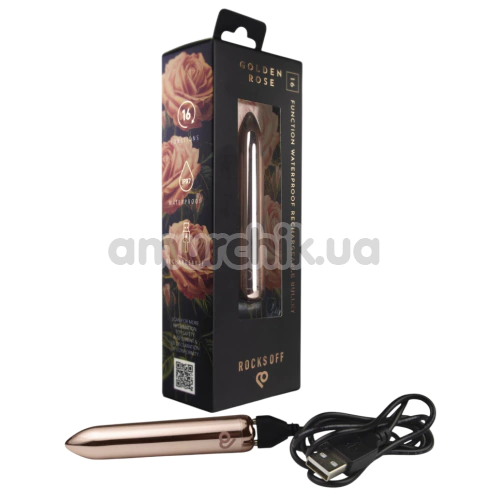 Клиторальный вибратор Rocks-Off Golden Rose, золотой