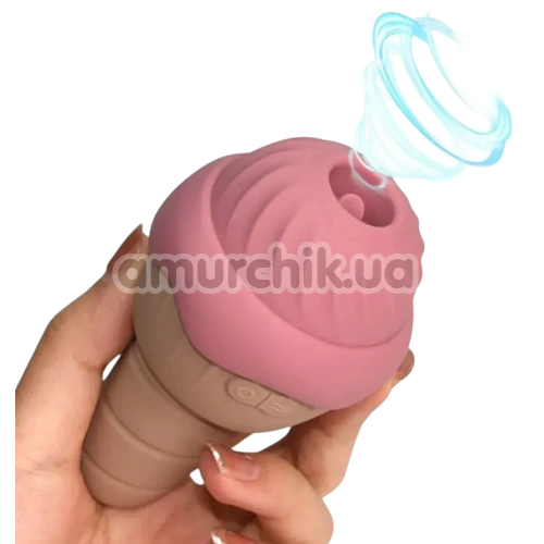 Симулятор орального секса для женщин с вибрацией Sweet Em Velvet Lure Ice Cream, коричневый