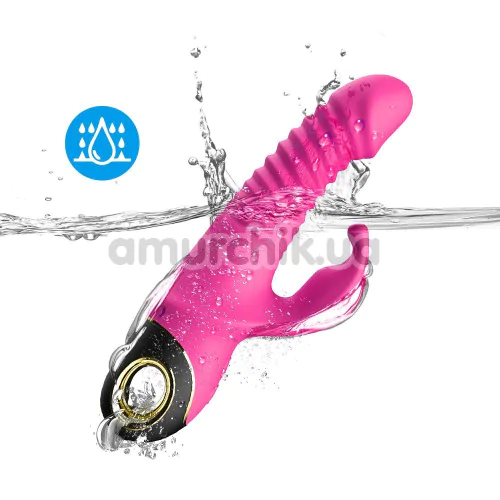 Вибратор с толчками и вращением головки Thrusting Vibrator Zing, розовый