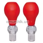 Вакуумные стимуляторы для сосков Bad Kitty Nipple Pump, красные - Фото №1