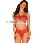 Комплект Obsessive Loventy, червоний: бюстгальтер + трусики-стрінги - Фото №1