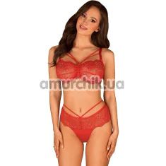Комплект Obsessive Loventy, красный: бюстгальтер + трусики-стринги - Фото №1