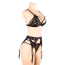 Комплект Star Night Lacie Heart Set, чорний: бюстгальтер + трусики-стрінги + пояс для панчіх - Фото №5