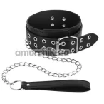 Ошейник с поводком Fetish Tentation Choker Eyalets and Leash, чёрный - Фото №1