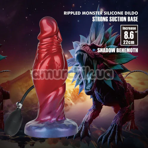 Фалоімітатор зі збільшенням Power Monsters Shadow Behemoth, червоно-синій