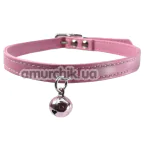 Ошейник с колокольчиком DS Fetish Leather Collar With Bell, розовый - Фото №1