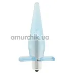 Анальная пробка с вибрацией Power Buttplug, голубая - Фото №1