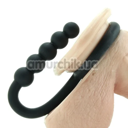 Эрекционное кольцо со стимулятором простаты Ball Cinch With Anal Bead, черное
