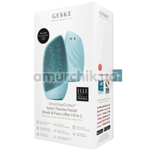 Щетка для лица Geske Sonic Thermo Facial Brush & Face-Lifter 8 in 1, бирюзовая
