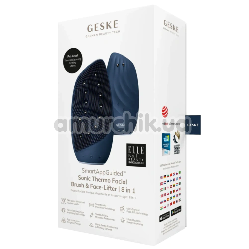 Щетка для лица Geske Sonic Thermo Facial Brush & Face-Lifter 8 in 1, синяя