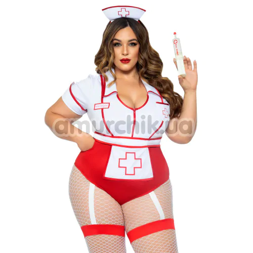 Костюм медсестри Leg Avenue Nurse Feelgood Sexy Costume, червоно-білий: боді + чепчик