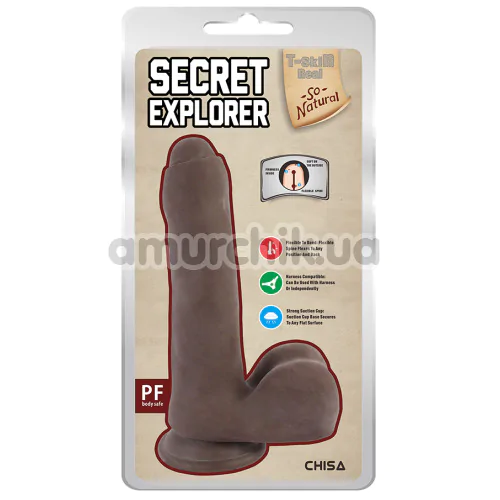 Фаллоимитатор T-skin ReaL Secret Explorer, коричневый