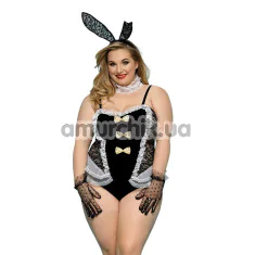 Костюм зайчика JSY Sexy Lingerie 8374, чорно-білий: боді + вушка + рукавички + чокер - Фото №1
