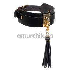 Ошейник с поводком Kinky Diva Collar Me! Teasing Tassel Collar, черно-золотой - Фото №1