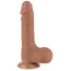 Фаллоимитатор Sliding-Skin Dual Layer Dong 7.5 с мошонкой, светло-коричневый - Фото №1
