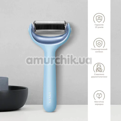 Массажер-роллер для лица и тела с микроиглами Geske MicroNeedle Face & Body Roller 8 in 1, голубой
